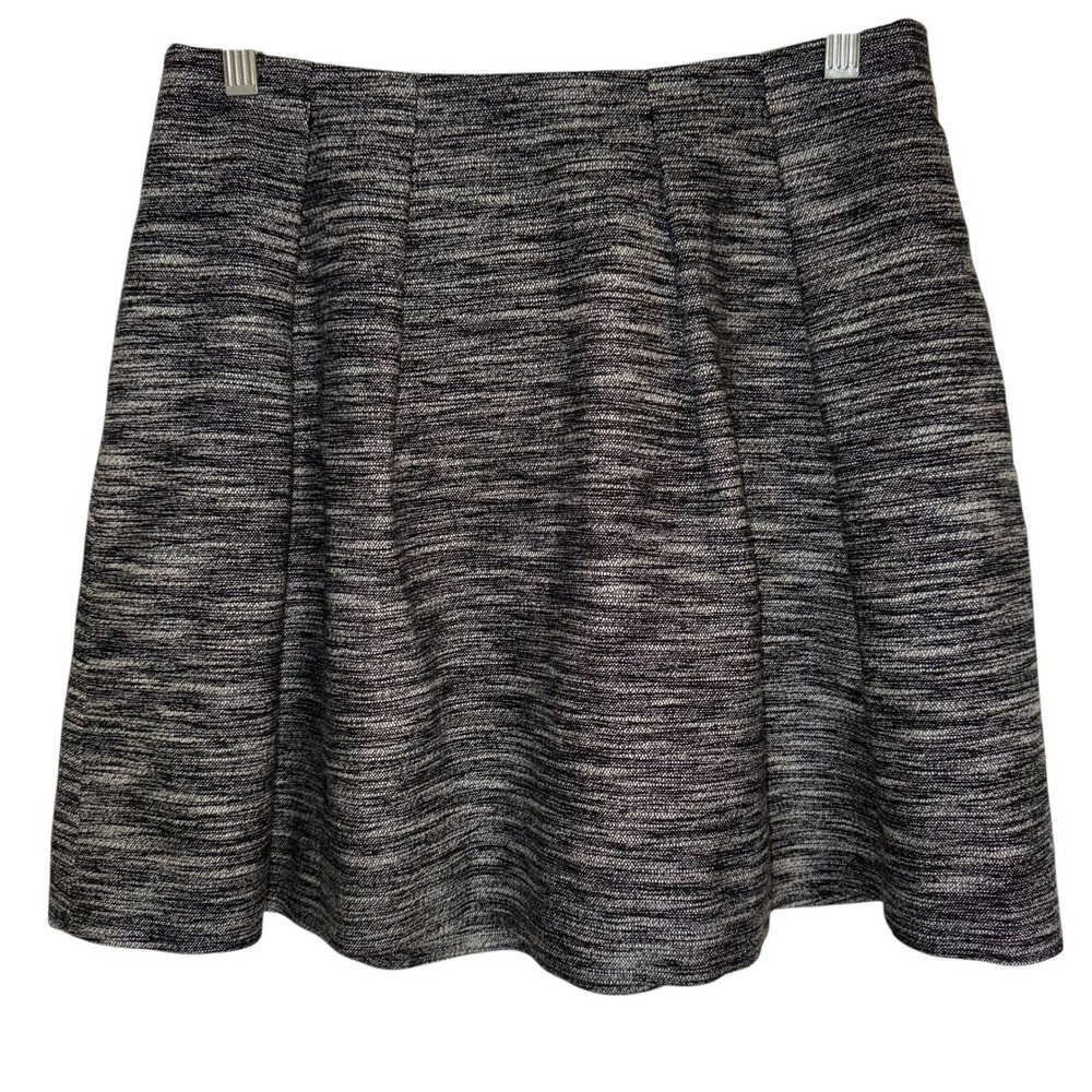 MADEWELL Black Gray White Tweed Pleated Mini Short Skirt W/Pockets EUC 6 - Picture 2 of 6